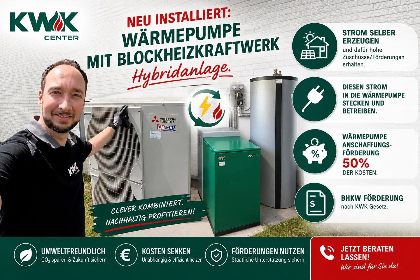 Wärmepumpe mit Blockheizkraftwerk