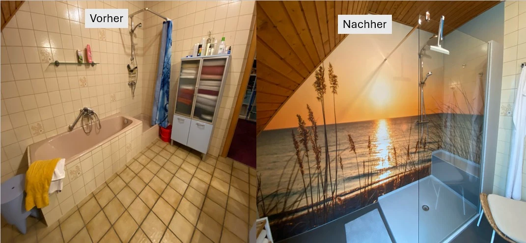 Große Dusche mit Sonnenuntergang